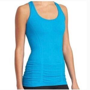 Athleta Fast Track Racerback Ruched Blue Tank Top size XS